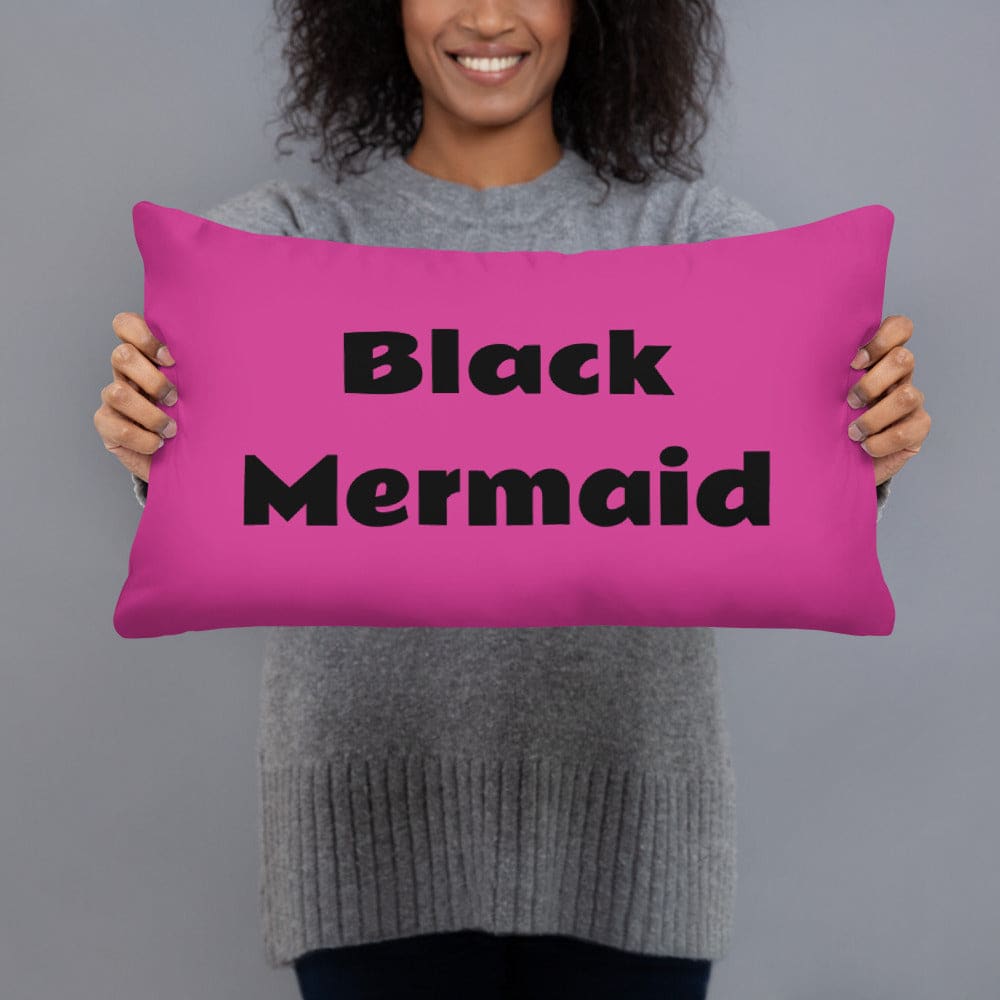 Black Mermaid Accent Pillow (Pink) Accessories - spo-default